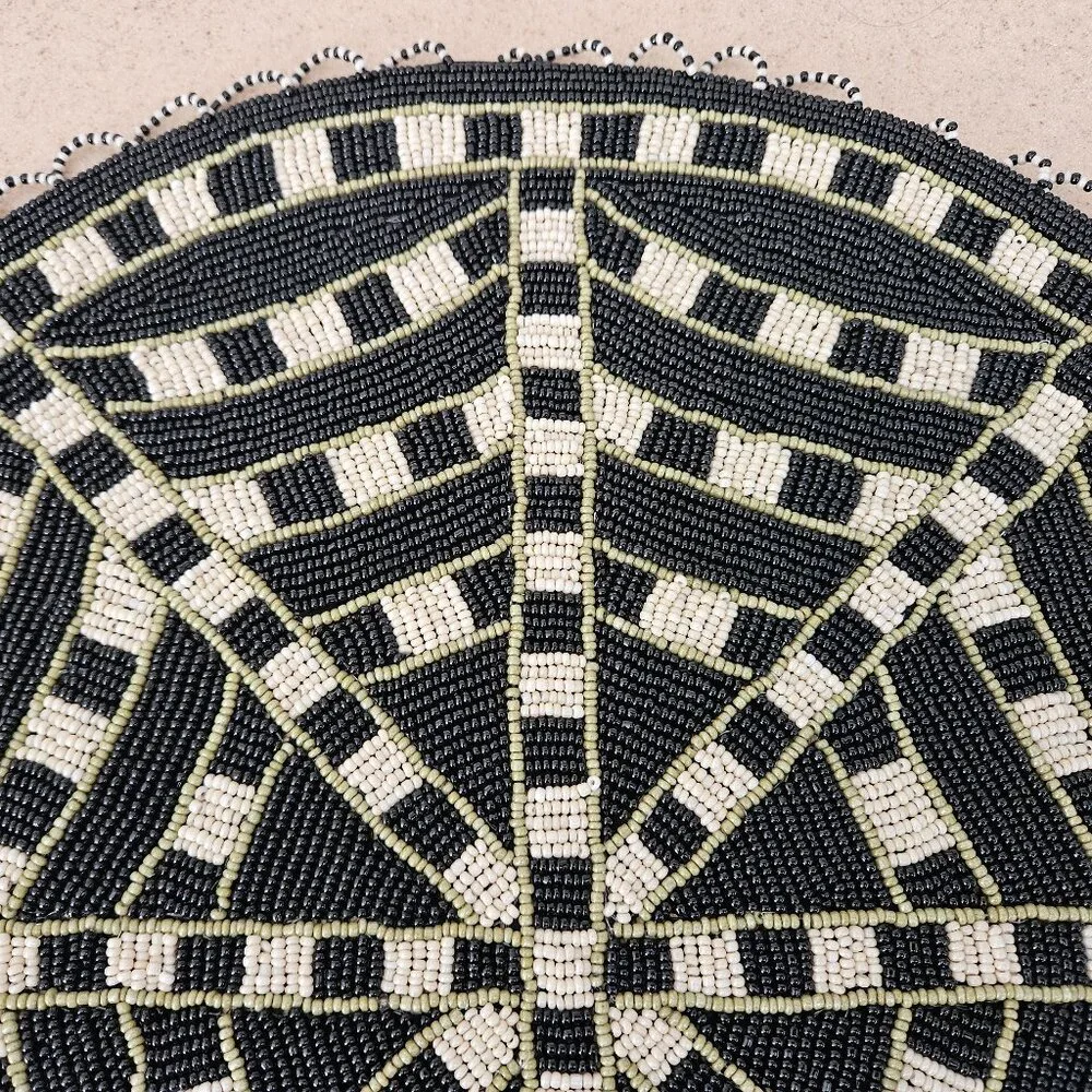 RARE MACKENZIE CHILDS SPIDER WEB COURTLY CHECK HALLOWEEN FALL PLACEMAT CHARGER